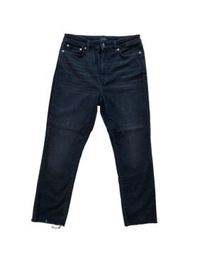 Ralph Lauren jeans Regal straight ankle black denim high rise waist raw hem 12